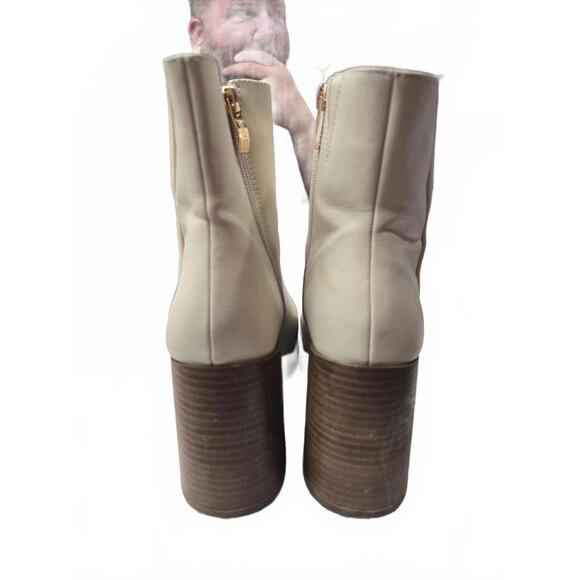 Michael Simon Women's Cream Leather Ankle Boots with Block Heel Vintage Retro 70 - Picture 3 of 8